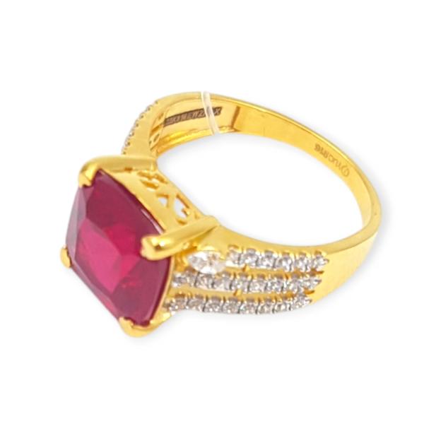 Beautiful Gold Ring in Zerkons and Amazing Ruby with Beautiful Design for Ladies